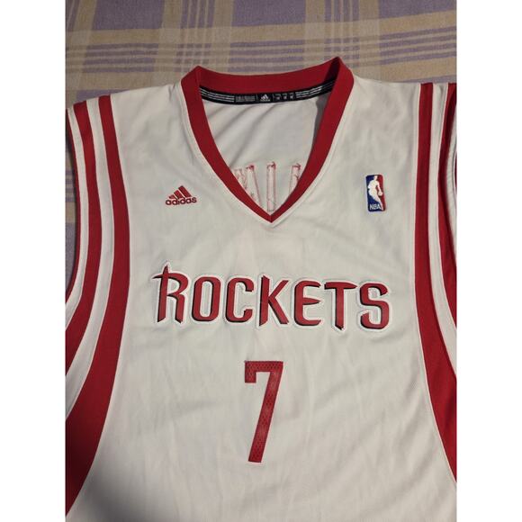 Jeremy Lin Houston Rockets Adidas White Red Number #7 Jersey Medium +2 Length - Picture 9 of 12